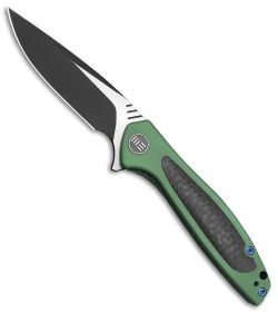 WE Knife Co. Wisp Frame Lock Knife Green Ti/Carbon Fiber (3.2" Black) 805C