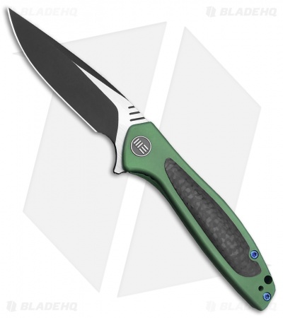 WE Knife Co. Wisp Frame Lock Knife Green Ti/Carbon Fiber (3.2" Black) 805C