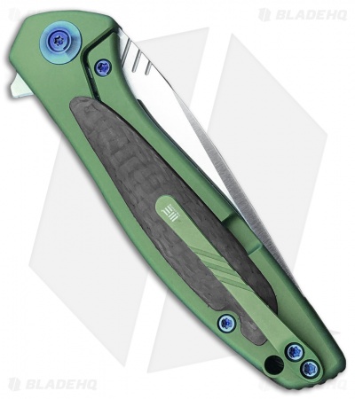 WE Knife Co. Wisp Frame Lock Knife Green Ti/Carbon Fiber (3.2" Satin) 805D