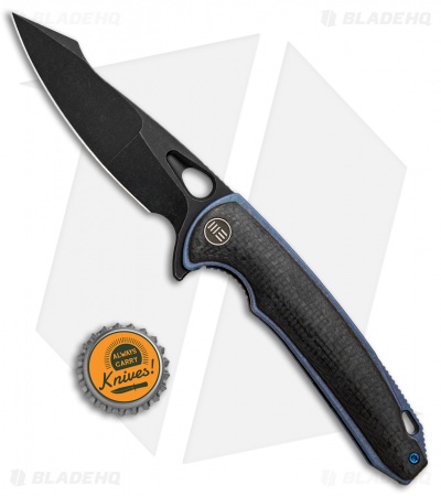 WE Knife Co. Yucha Liner Lock Flipper Knife CF/Blue Ti (3.9" Black SW) 810B