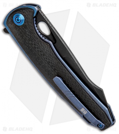 WE Knife Co. Yucha Liner Lock Flipper Knife CF/Blue Ti (3.9" Black SW) 810B