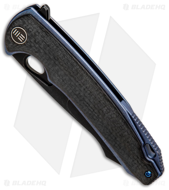 WE Knife Co. Yucha Liner Lock Flipper Knife CF/Blue Ti (3.9" Black SW) 810B