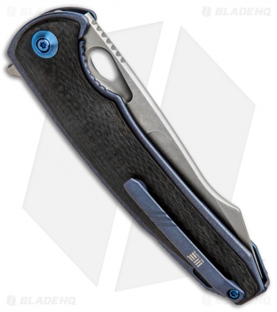 WE Knife Co. Yucha Liner Lock Flipper Knife CF/Blue Ti (3.9" Stonewash) 810A
