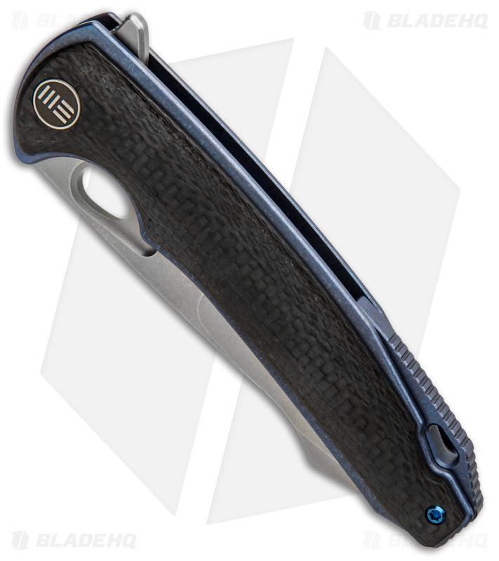 WE Knife Co. Yucha Liner Lock Flipper Knife CF/Blue Ti (3.9" Stonewash) 810A