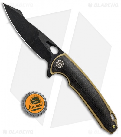 WE Knife Co. Yucha Liner Lock Flipper Knife CF/Gold Ti (3.9" Black SW) 810D