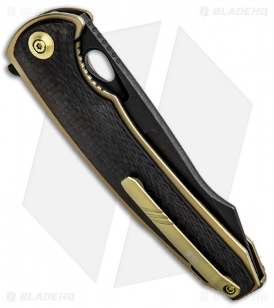 WE Knife Co. Yucha Liner Lock Flipper Knife CF/Gold Ti (3.9" Black SW) 810D