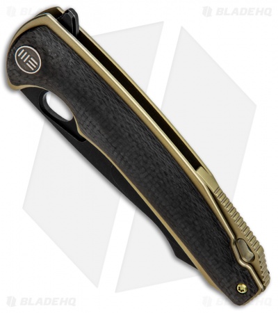 WE Knife Co. Yucha Liner Lock Flipper Knife CF/Gold Ti (3.9" Black SW) 810D
