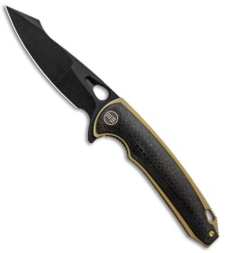 WE Knife Co. Yucha Liner Lock Flipper Knife CF/Gold Ti (3.9" Black SW) 810D