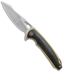 WE Knife Co. Yucha Liner Lock Flipper Knife CF/Gold Ti (3.9" Stonewash) 810C