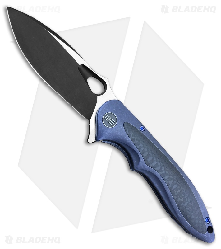 WE Knife Co. Zephyr Frame Lock Knife Blue Ti/CF (3.5" Black) 716A