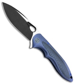 WE Knife Co. Zephyr Frame Lock Knife Blue Ti/CF (3.5" Black) 716A