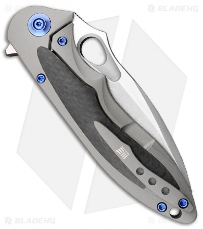 WE Knife Co. Zephyr Frame Lock Knife Gray Ti/CF (3.5" Stonewash) 716F