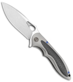 WE Knife Co. Zephyr Frame Lock Knife Gray Ti/CF (3.5" Stonewash) 716F