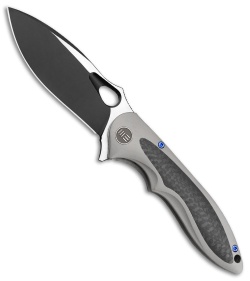 WE Knife Co. Zephyr Frame Lock Knife Gray Ti/CF (3.5" Black) 716E