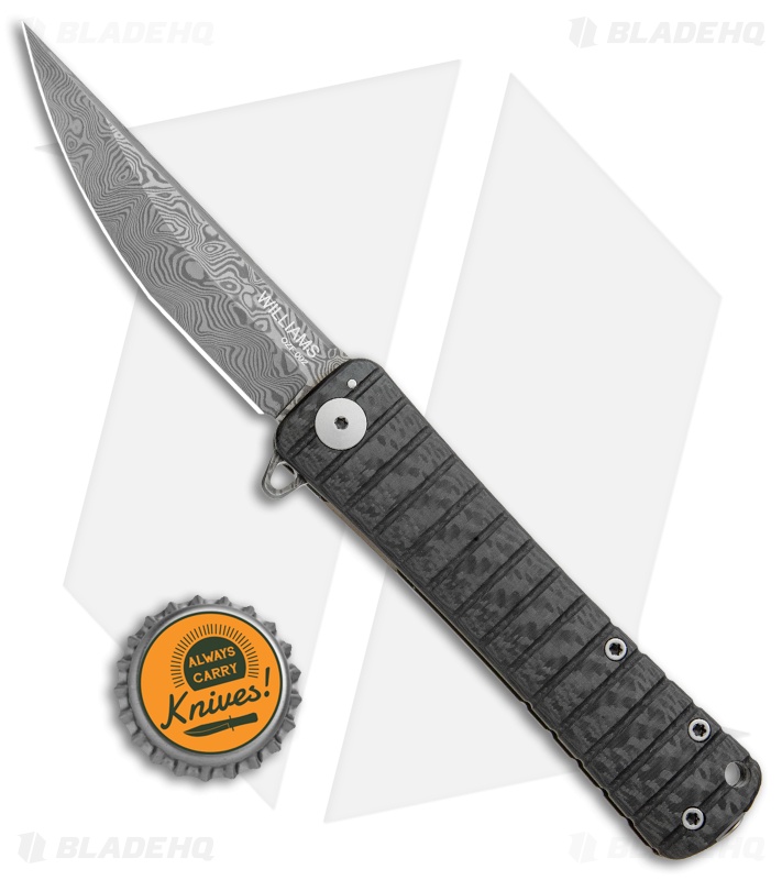 Williams Blade Design OZF Frame Lock Knife CF/Bronze Ti (3.5" Tanto Damasteel)