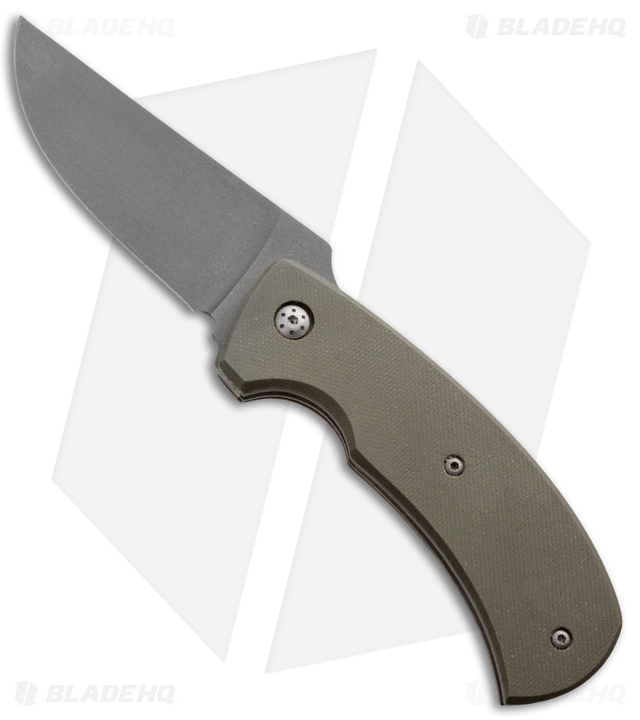 Winkler Knives Model F-1 Flipper Knife Green G-10 (3.125" Black)