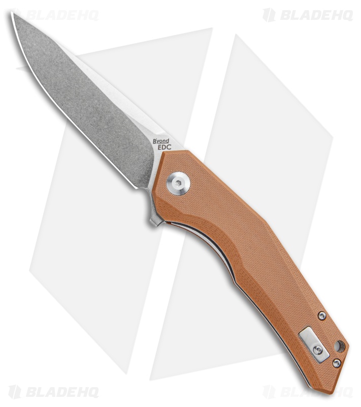 B'yond EDC Arch Liner Lock Knife Brown G-10 (3" Stonewash) SA1901DG-BN