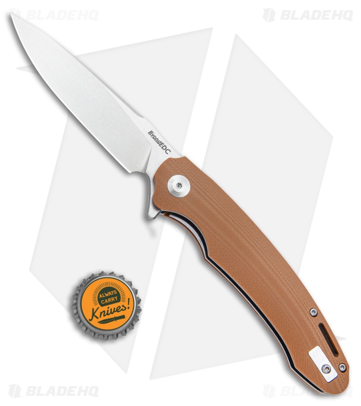 B'yond EDC Harak Liner Lock Knife Brown G-10 (3" Stonewash) SA1902DG-BN