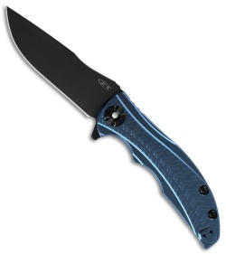 Zero Tolerance RJ Martin 0609BLUBLK Flipper Knife Blue Ti (3.4" Black DLC) ZT