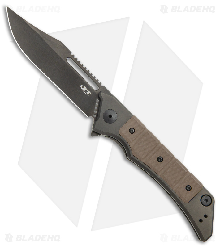Zero Tolerance Tim Galyean  Frame Lock Knife Brown G-10/Ti (3.5" Black) 0223 