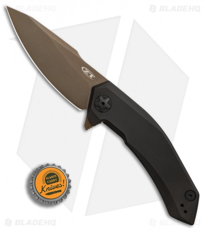 Zero Tolerance 0095TANBLK Flipper Knife Black DLC Titanium (3.6" Tan S90V)