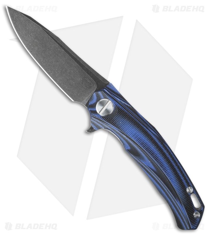 Stedemon Knife Co. ZKC Flipper Knife Black/Blue G-10 (4" Black SW) D-01