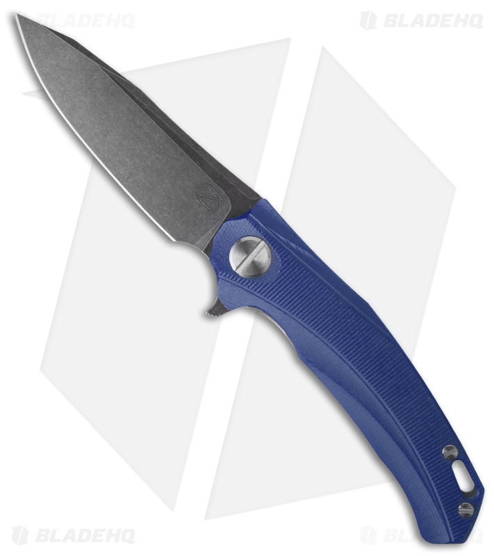 Stedemon Knife Co. ZKC Flipper Knife Blue G-10 (4" Black SW) D-01