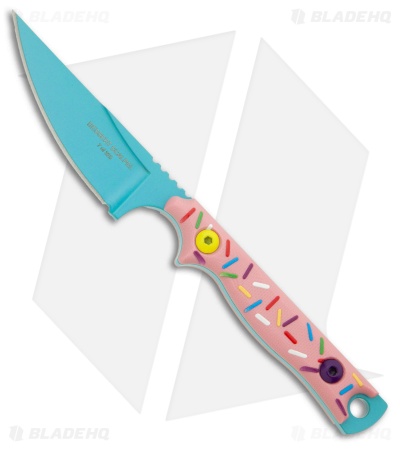 TOPS Knives Dessert Scalpel Neck Knife Pink Sprinkle G-10 (2.4" Blue)