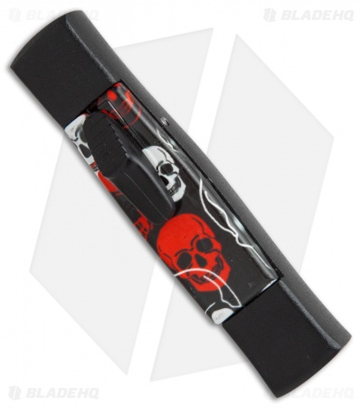 AKC Minion Concord OTF Automatic Knife Red/White Skull (2.3" Black Flat Grind)