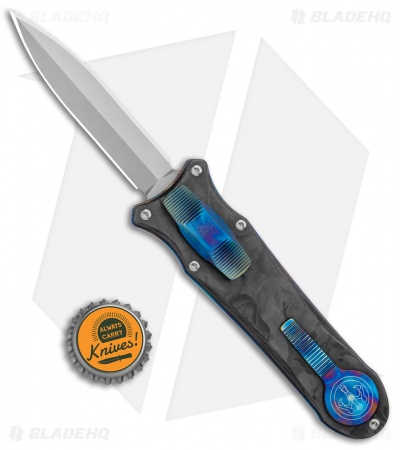 G&G Hawk Custom Deadlock Model A Knife D/A OTF Auto Marble CF/Heat Ti (3.75" BB)