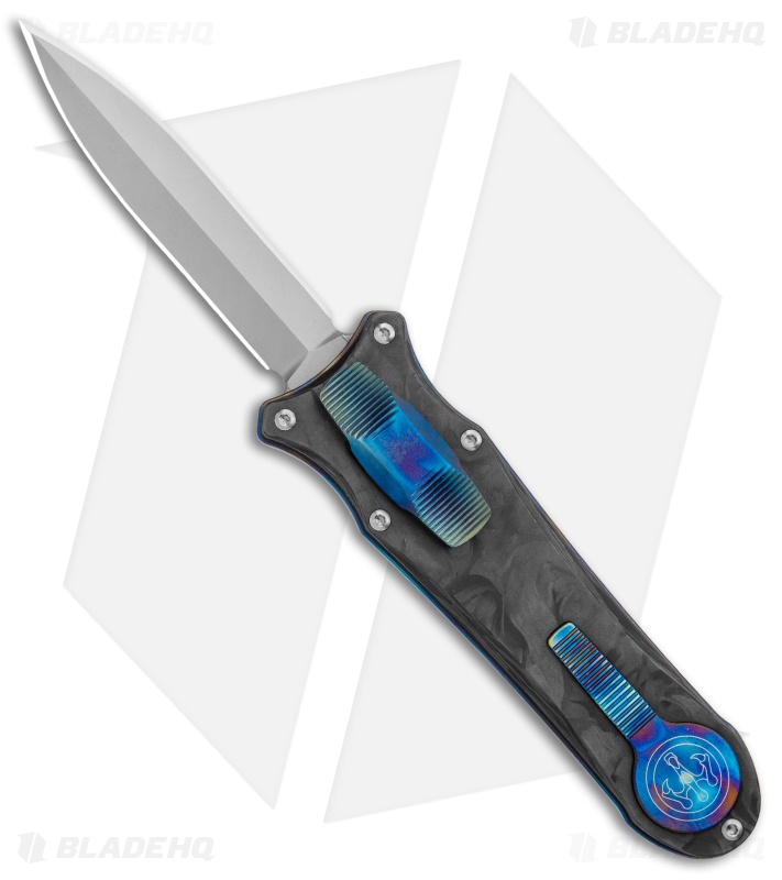 G&G Hawk Custom Deadlock Model A Knife D/A OTF Auto Marble CF/Heat Ti (3.75" BB)