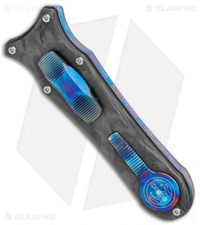 G&G Hawk Custom Deadlock Model A Knife D/A OTF Auto Marble CF/Heat Ti (3.75" BB)