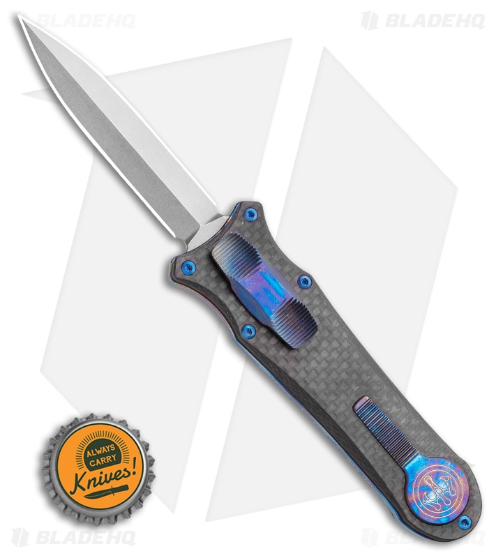 G&G Hawk Custom Deadlock Model A Knife D/A OTF Auto CF/Heat Ti (3.75" SW)