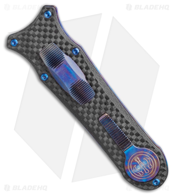 G&G Hawk Custom Deadlock Model A Knife D/A OTF Auto CF/Heat Ti (3.75" SW)