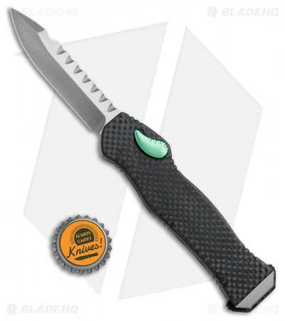 Heretic Knives Hydra OTF Automatic Knife Full Carbon Fiber w/ Green Ti Cover