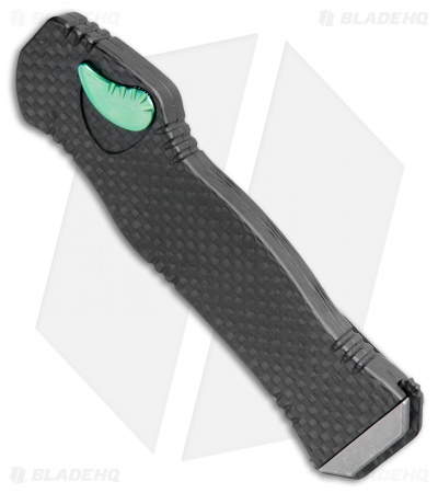 Heretic Knives Hydra OTF Automatic Knife Full Carbon Fiber w/ Green Ti Cover