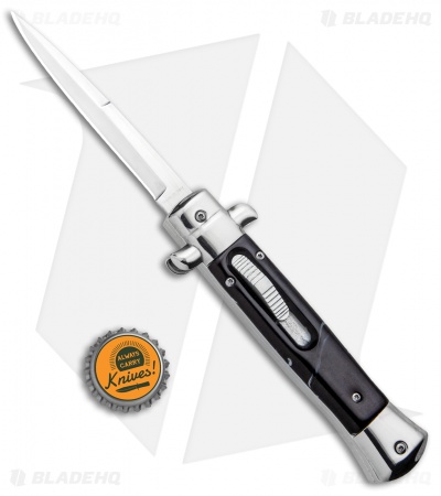 9" Italian Stiletto OTF Automatic Knife Black Marble (3.8" Satin) w/o clip