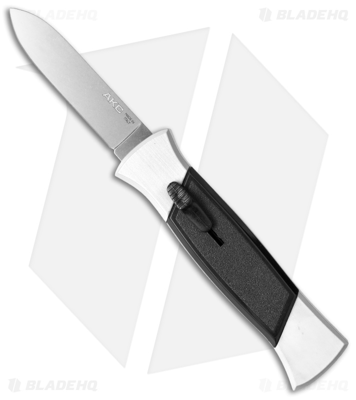 AKC 777 Blackfinger OTF Automatic Knife White/Black (3.375" Satin Flat)