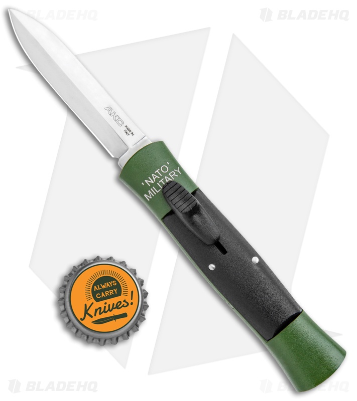AKC 007 Concord NATO Military Green/Black Dagger OTF Auto Knife (2.8" Satin)