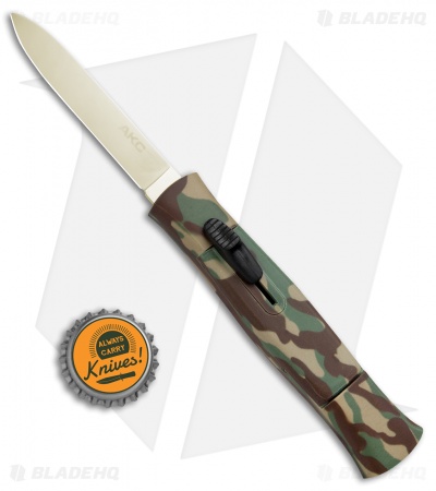 AKC 077 Concord OTF Automatic Knife Green Camo (3.25" Gold )