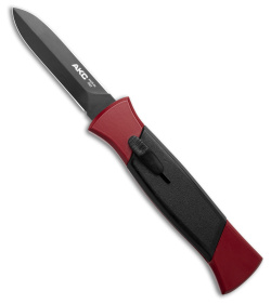 AKC 777 Blackfinger Dagger OTF Automatic Knife Red/Black (3.375" Black Flat)