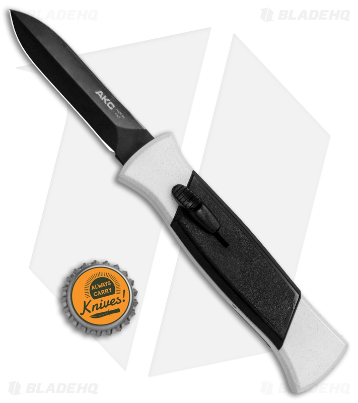 AKC 777 Blackfinger Dagger OTF Automatic Knife White/Black (3.375