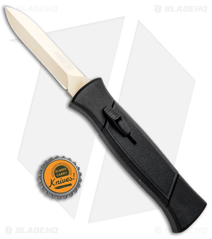 AKC 777 Blackfinger - OTF Automatic Knife | Black + Gold Dagger