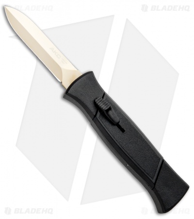 AKC 777 Blackfinger OTF Dagger Automatic Knife Black (3.25" Gold)