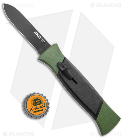 AKC 777 Blackfinger OTF Automatic Knife Green/Black (3.375" Black Flat)