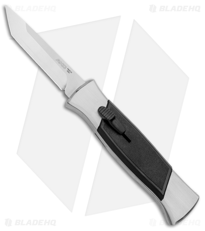 AKC 777 Blackfinger Tanto OTF Automatic Knife Brushed Aluminum (3.375" SW)