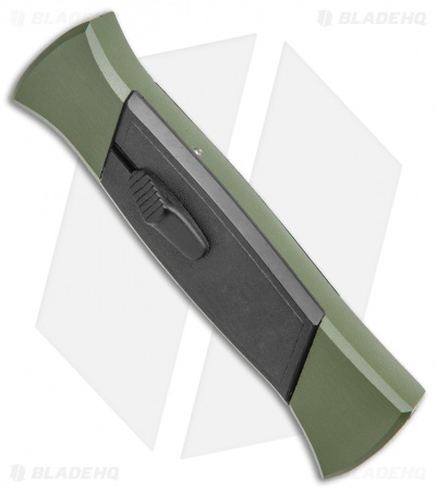 AKC 777 Green Blackfinger Dagger OTF Auto Brushed Aluminum (3.375" Black)