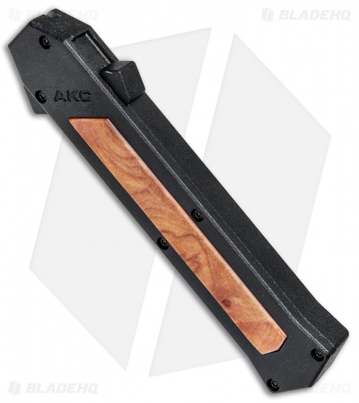 AKC F-16  D/A Bayonet OTF Automatic Knife Black/Wood (3.3" Satin)