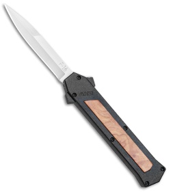 AKC F-16  D/A Bayonet OTF Automatic Knife Black/Wood (3.3" Satin)