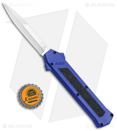 AKC F-16 D/A Bayonet OTF Automatic Knife Blue (3.3" Satin)